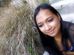 Pretty girl gets sex outdoors