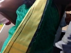 Beautiful desi Mysore aunty in low hip Saree in public