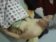 Chinese Granny with Saggy Tits Fucked