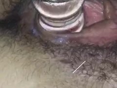 Solo masturbation w my glass dildo