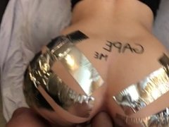 Sis begs me to GAPE her ASS duct tape