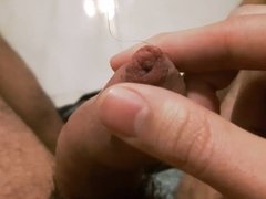 wanking my tight foreskin... and cum inside it (phimosis)