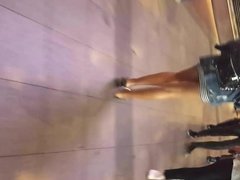 sexy legs teen walking in short skirt