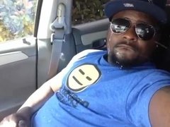 Cute Black Guy Self Facial Cumshot in Car