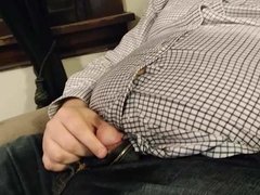 Chubby guy Saturday night piss pants session