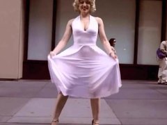 Erika Smith Upskirt Doing a Marilyn Monroe in Sheer Panties
