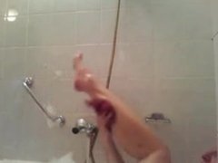 sexy one arm lady shower with bad legs