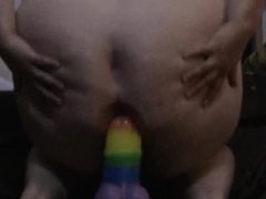 BBW Butt Riding Rainbow Dildo