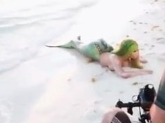 Nicki Minaj topless shooting ''Bed'' video on the beach