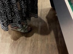 granny nylon feet in sandals
