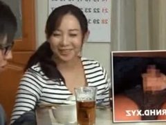 Japanese stepmom fucks son under table