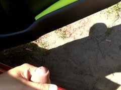 Car masturbation and Cumming in a forest parking