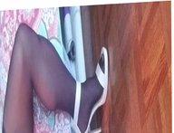 Sexy Crossdresser in Black Dress and White Heels Masturbates