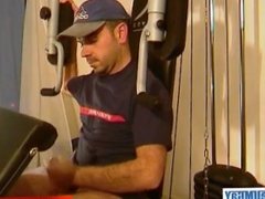 Gets wanked until cumshot (French str8 firefighter serviced his big cock)