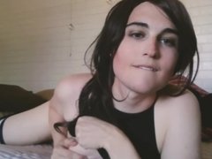 sexy brunette teen tgirl teases on stream