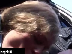 Curly Haired Russian Blonde Sucks & Fucks Her Ride!