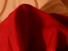 janets silky red under skirt layer crossdress slip wank