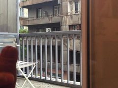 PISSING MY SELF PLAYING WITH MY COCK AND HOLE PUBLIC BALCONY