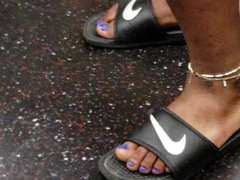 Candid ebony feet blue toes