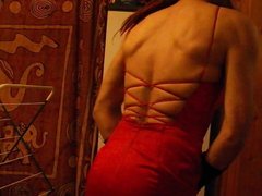 Getting horny in my sexy red prom dress part 2