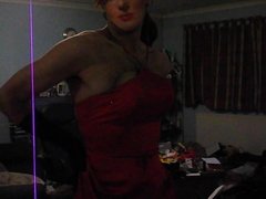 Getting horny wearing my sexy red pro dress