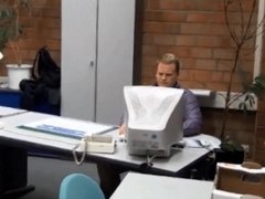 ugly fat German fucks hot blondie in office