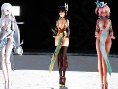 MMD three people GIRL WAVE DANCE&SEX R-18