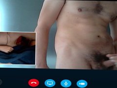 Hairy brunnete spreads pussy and I cum