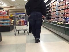 Ebony BBW Big Booty in Jeans Walking