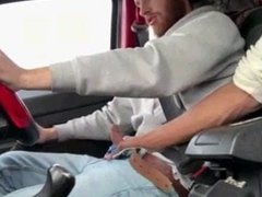country boy getting a hand job while driving