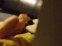 Voyeur watches woman masturbate on bed