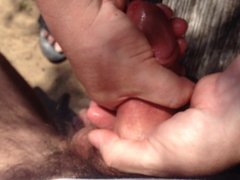 Couple Public masterbation and hand job with cum shot