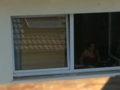 Neighbor Teen watch wank flash and make candid views(zoomed)