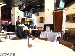 Latina waitress seduced and fucked by hung stranger