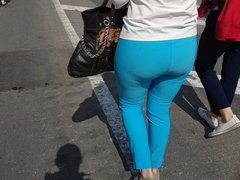 Delicious ass milfs in tight blue pants