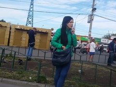 Smoking candid girl in street hd