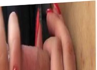 Handjob with red nails