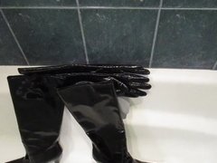 Pee on patent leather boots and gloves!