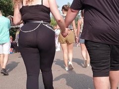 Candid pawg ass walking in see through vpl thong