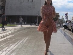 Pussy flashes in public.