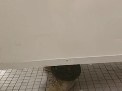 Giving a Hand Under the Stall with Cum