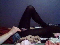 Dressup in tights and cum