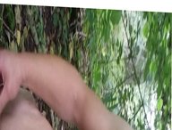 Jerking and cumshot in the woods again