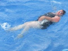 Mature BBW PAWG in bikini swimming in pool