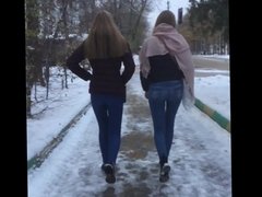 Two sexy blonde chicks with hot asses