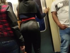 Huge ass milf is back in rubber pants