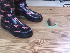 cock trample and milking in rubber rain boots!