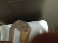 Small cum in strangers panties in public toilet