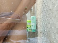 Shower Masterbation - Cum on glass door