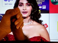 Pooja Hegde Cum Tribute #1 With Lotion